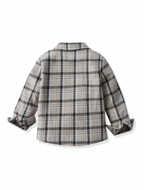 Shein Toddler Boys' Long Sleeve Plaid Shirt