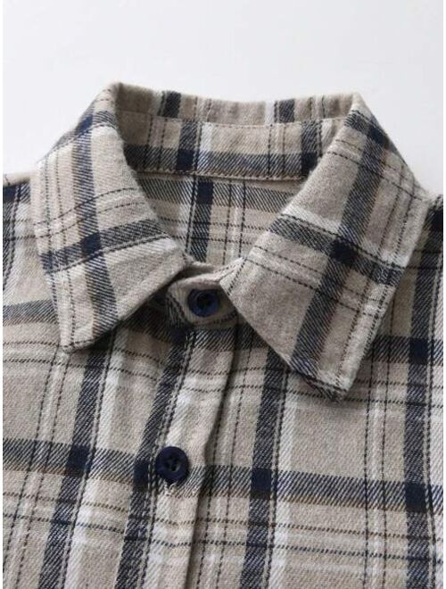 Shein Toddler Boys' Long Sleeve Plaid Shirt