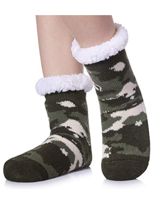 TRUEHAN Kids Girls Boys Slipper Socks Soft Thick Cozy Fuzzy Animal Anti-Slip Winter Thermal Christmas Socks Indoor