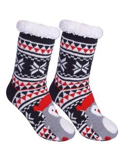 LINEMIN Girls Boys Warm Slipper Socks Child Cozy Soft Fleece Lined Thick Sherpa Winter Indoor Christmas Socks