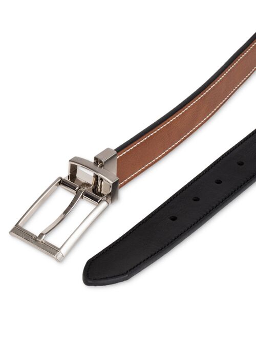 CLUB ROOM Men's Two-In-One Reversible Contrast Stitch Belt, Created for Macy's