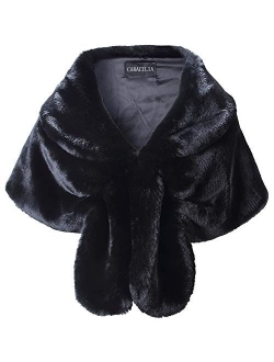 Caracilia Faux Fur Shawl Wrap Stole Shrug Winter Bridal Wedding Cover Up