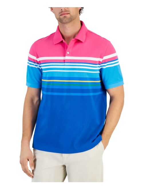 CLUB ROOM Men's Short Sleeve Performance Bold Striped Polo Shirt, Created for Macy's