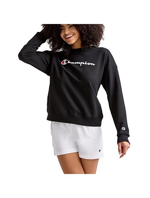 Champion Women's Sweatshirt, Powerblend, Crewneck for Women, Script (Plus Size Available)
