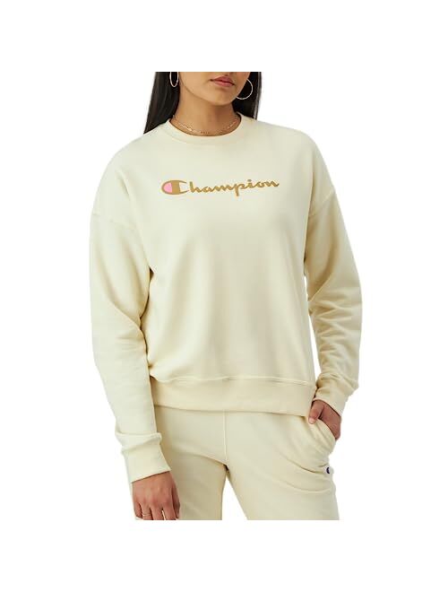 Champion Women's Sweatshirt, Powerblend, Crewneck for Women, Script (Plus Size Available)