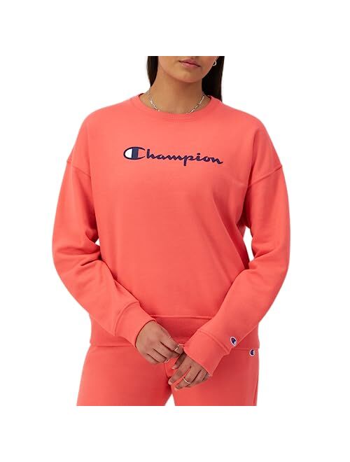 Champion Women's Sweatshirt, Powerblend, Crewneck for Women, Script (Plus Size Available)