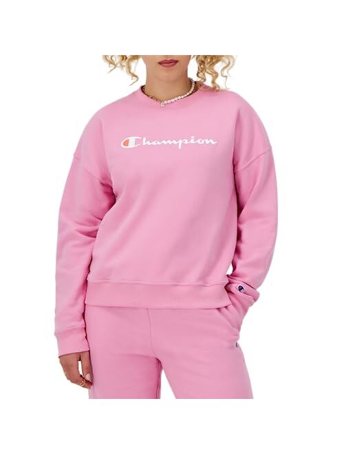 Champion Women's Sweatshirt, Powerblend, Crewneck for Women, Script (Plus Size Available)