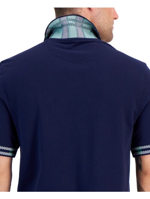 CLUB ROOM Men's Plaid Collar Pique Polo Shirt, Created for Macy's