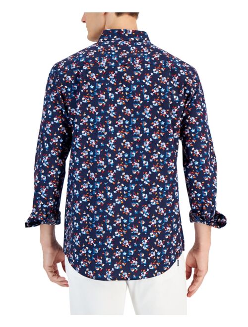 CLUB ROOM Men's Carto Floral Poplin Long Sleeve Shirt, Created for Macy's