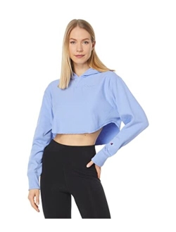 Reverse Weave French Terry Crop Curve Hem Hoodie