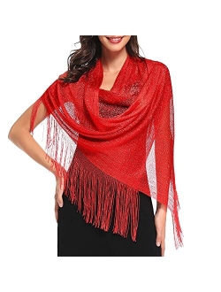 vimate Sparkling Metallic Shawls and Wraps for Evening Party/Wedding/Formal Dresses (With Free Buckle)