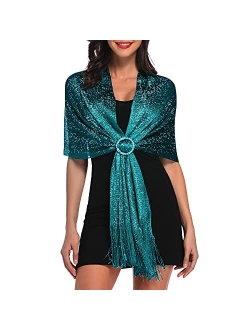 vimate Sparkling Metallic Shawls and Wraps for Evening Party/Wedding/Formal Dresses (With Free Buckle)