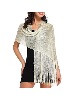 vimate Sparkling Metallic Shawls and Wraps for Evening Party/Wedding/Formal Dresses (With Free Buckle)