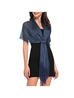 vimate Sparkling Metallic Shawls and Wraps for Evening Party/Wedding/Formal Dresses (With Free Buckle)