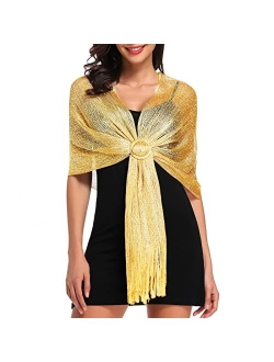 vimate Sparkling Metallic Shawls and Wraps for Evening Party/Wedding/Formal Dresses (With Free Buckle)