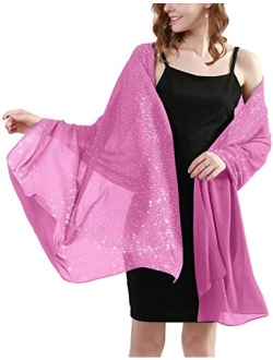 BANETTETA Shine Bright Like a Diamond Chiffon Sparkly Rhinestone Shawls and Wraps for Evening Dresses Weddings