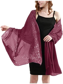 BANETTETA Shine Bright Like a Diamond Chiffon Sparkly Rhinestone Shawls and Wraps for Evening Dresses Weddings