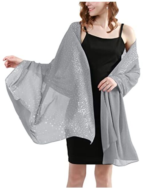 BANETTETA Shine Bright Like a Diamond Chiffon Sparkly Rhinestone Shawls and Wraps for Evening Dresses Weddings