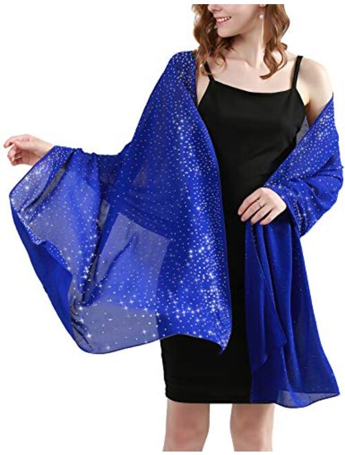 BANETTETA Shine Bright Like a Diamond Chiffon Sparkly Rhinestone Shawls and Wraps for Evening Dresses Weddings