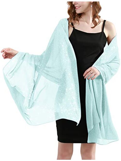 BANETTETA Shine Bright Like a Diamond Chiffon Sparkly Rhinestone Shawls and Wraps for Evening Dresses Weddings