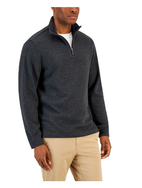 CLUB ROOM Men's Solid Classic-Fit French Rib Quarter-Zip Sweater, Created for Macy's