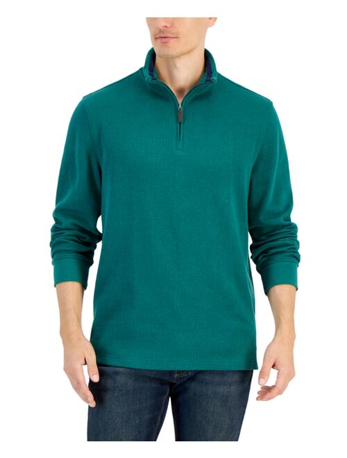 CLUB ROOM Men's Solid Classic-Fit French Rib Quarter-Zip Sweater, Created for Macy's