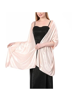 Ralcosuss Womens Satin Silk Shawl and Wrap for Evening Party Dresses Bridal Bridesmaid Wedding Shawl Shoulder Cover Up