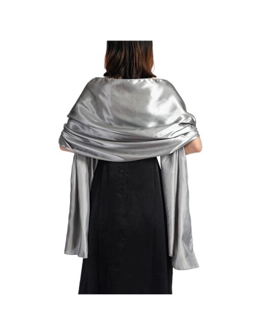 Ralcosuss Womens Satin Silk Shawl and Wrap for Evening Party Dresses Bridal Bridesmaid Wedding Shawl Shoulder Cover Up