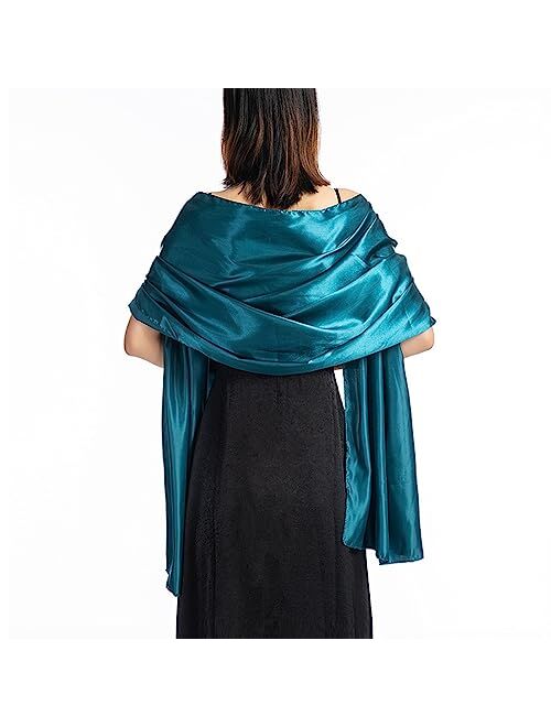 Ralcosuss Womens Satin Silk Shawl and Wrap for Evening Party Dresses Bridal Bridesmaid Wedding Shawl Shoulder Cover Up