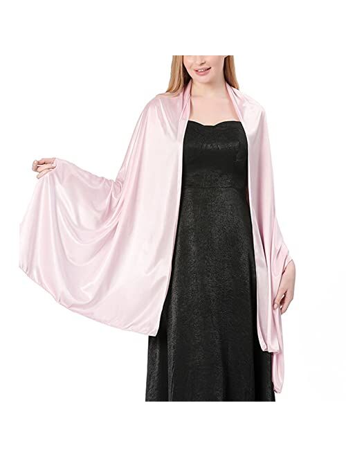 Ralcosuss Womens Satin Silk Shawl and Wrap for Evening Party Dresses Bridal Bridesmaid Wedding Shawl Shoulder Cover Up