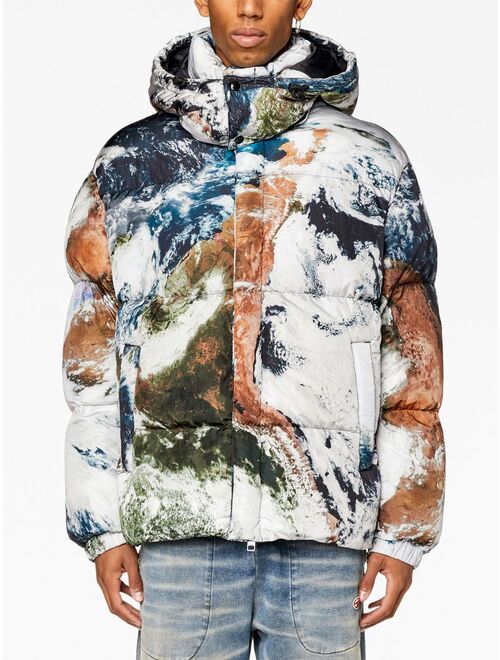 Diesel Planet-print padded jacket