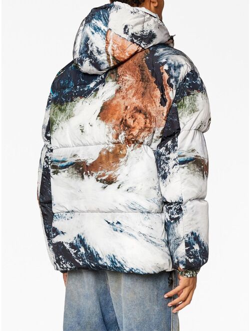 Diesel Planet-print padded jacket