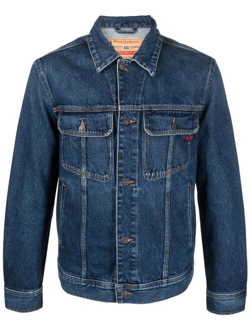 Diesel embroidered-logo denim jacket