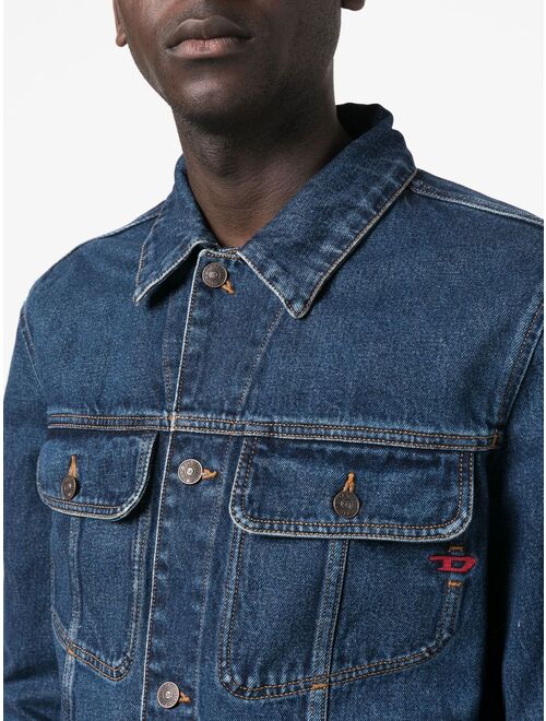 Diesel embroidered-logo denim jacket