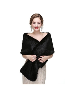 Sleee Women's Faux Fur Shawl Wraps and Bolero Shrug Faux Mink Stole for Evening Party/Bridal/Wedding