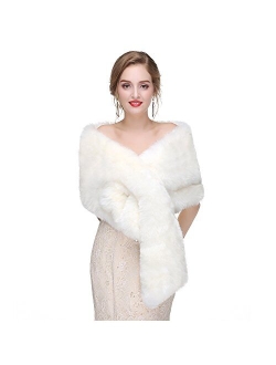 Sleee Women's Faux Fur Shawl Wraps and Bolero Shrug Faux Mink Stole for Evening Party/Bridal/Wedding