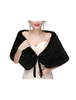 Fakeface Women Winter Classic Faux Fur Capelets Shawls Soft Wedding Bridal Shoulder Cape Wraps Tippet Stoles