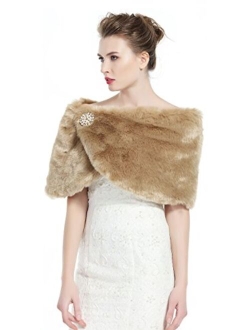 BEAUTELICATE Faux Fur Wrap Shawl Women Shrug Bridal Stole for Winter Wedding Party