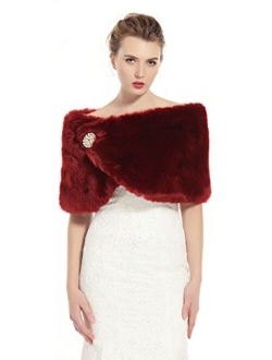 BEAUTELICATE Faux Fur Wrap Shawl Women Shrug Bridal Stole for Winter Wedding Party