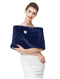 BEAUTELICATE Faux Fur Wrap Shawl Women Shrug Bridal Stole for Winter Wedding Party