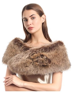 LA CARRIE Women's Faux Fur Collar Scarf Wrap Cold Winter Warmer