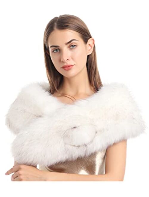 LA CARRIE Women's Faux Fur Collar Scarf Wrap Cold Winter Warmer