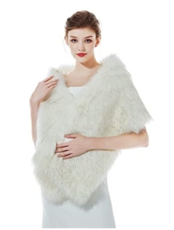 Beautelicate Faux fur Shawl Wrap for Wedding Women Shrug Bridal Stole Winter Cover Up Bridesmaids Cape