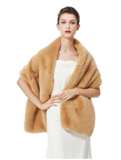 Beautelicate Faux fur Shawl Wrap for Wedding Women Shrug Bridal Stole Winter Cover Up Bridesmaids Cape