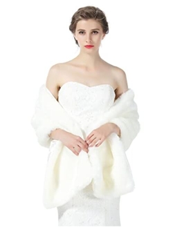 Beautelicate Faux fur Shawl Wrap for Wedding Women Shrug Bridal Stole Winter Cover Up Bridesmaids Cape