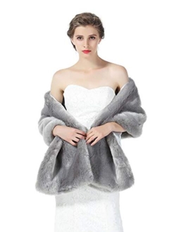 Beautelicate Faux fur Shawl Wrap for Wedding Women Shrug Bridal Stole Winter Cover Up Bridesmaids Cape