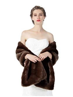 Beautelicate Faux fur Shawl Wrap for Wedding Women Shrug Bridal Stole Winter Cover Up Bridesmaids Cape