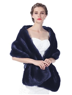 Beautelicate Faux fur Shawl Wrap for Wedding Women Shrug Bridal Stole Winter Cover Up Bridesmaids Cape