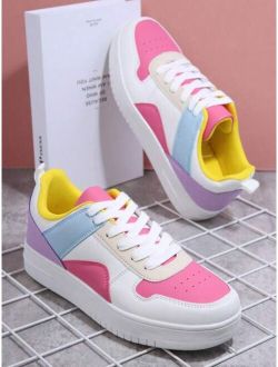 Colorblock Lace-up Front Skate Shoes