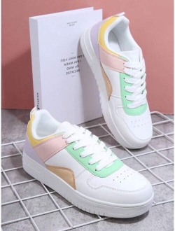 Colorblock Lace-up Front Skate Shoes